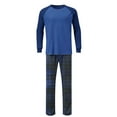 thumbnail image 5 of Feancey Pajama Sets for Men Raglan Long Sleeve Shirt Plaid Bottoms Loungewear Set Color Block Casual Loose Sleepwear 2 Piece Blue XL, 5 of 8