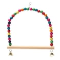thumbnail image 2 of Bird Swing Toy Natural Wooden Perch with Colorful Plastic Beads and Two Chimes for Parrot Cage Decor, 2 of 9