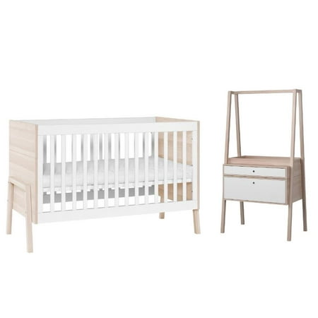 2 Piece Set Of Crib With Convertible Dresser With Changing Table