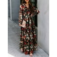 thumbnail image 6 of SHEWIN Plus Size Dresses for Women Boho Floral Print Maxi Dress with Long Sleeve V Neck Party Dress Spring Summer XL, 6 of 9