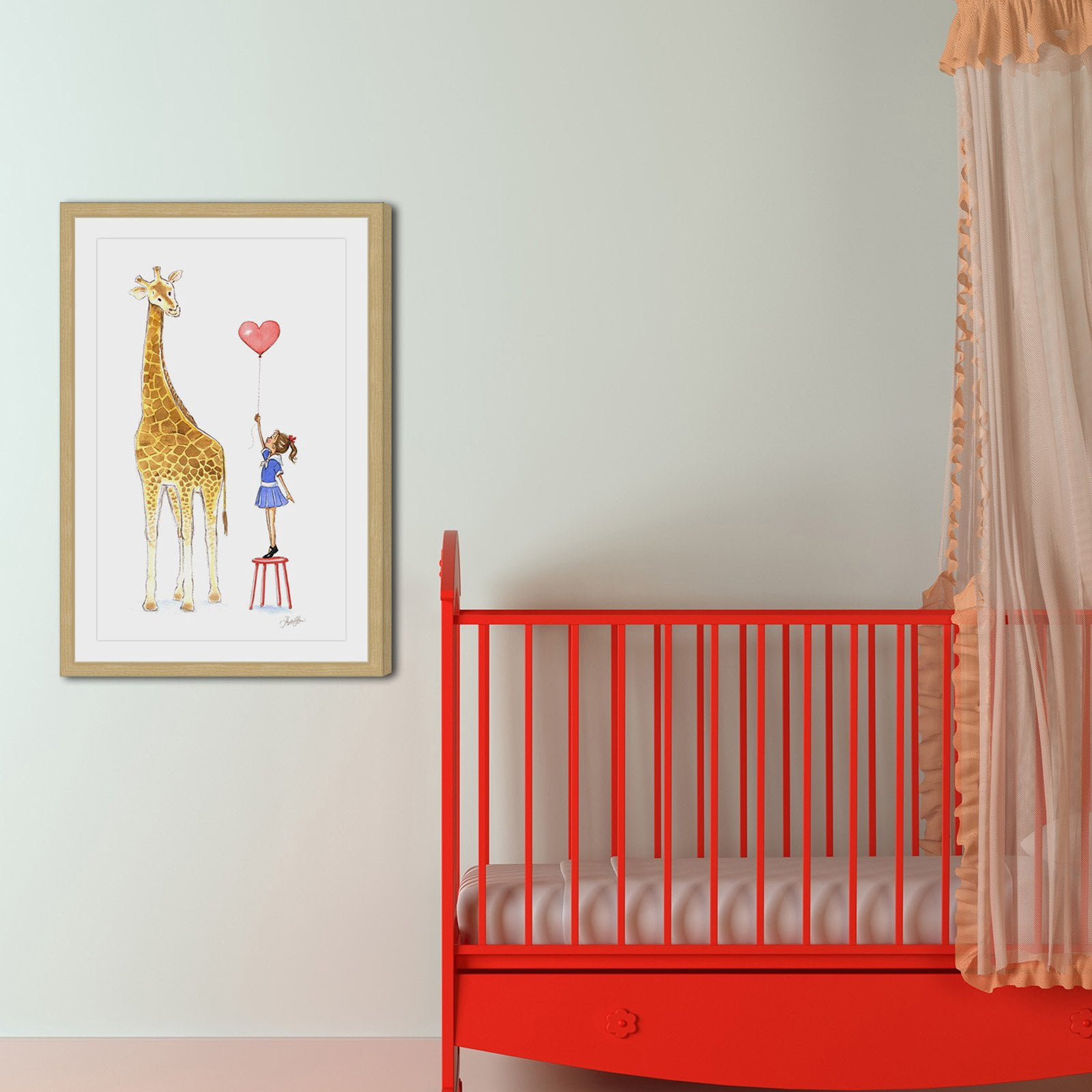 Marmont Hill Giraffe and Girl by Phyllis Harris Framed Wall Art