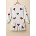 thumbnail image 5 of Women's Sequin Heart Neck Long Sleeve Mini Dress Sparkle Sheer Overlay Opaque Stretch Body 80% Polyester 20% Cotton, 5 of 9