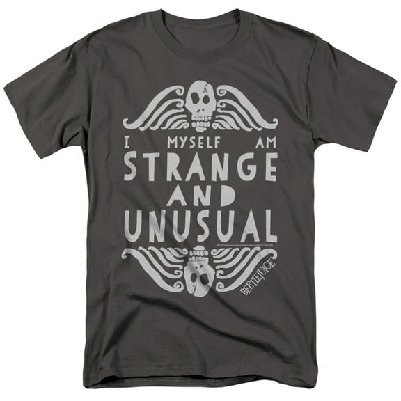 Beetlejuice Strange and Unusual Unisex Adult T-Shirt, Charcoal, Small