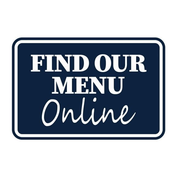 Signs ByLITA Classic Framed, Find Our Menu Online Sign (Navy Blue / White) - Large