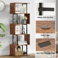 thumbnail image 6 of 6-Tier Bookshelf, Tall S-Shaped Geometric Bookcase, Industrial Freestanding Display Shelf Unit, Wood and Metal Decorative Room Divider for Living Room Bedroom, Home Office, Rustic Brown, 6 of 17