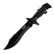 12" Black Bowie Tactical Fixed Blade Hunting Survival Knife Sawback with Sheath