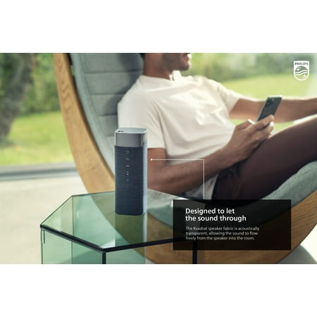 Philips - Portable Bluetooth Wireless Speaker with IPX7 Water Resistance and Built-in Power-bank - Gray