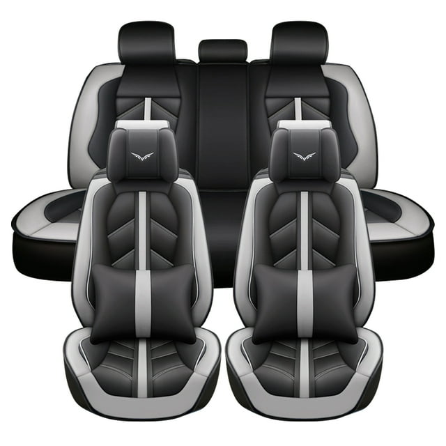 Maidao Car Seat Covers Leather Full Set for Land Rover for Range Rover Velar 2017-Present 5 Seats with Pillows Gray