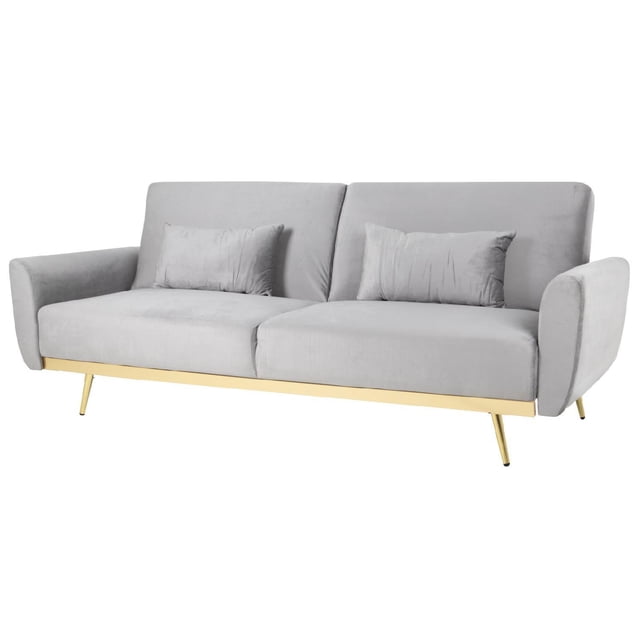 Sofá Cama Reclinable Para 3 Personas Poliéster Tipo Terciopelo Kingshouse gris 5