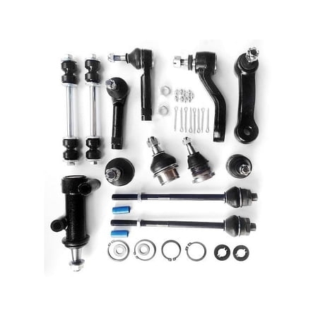 Front Suspension Steering Kit - Ball Joints, Tie Rods, Sway Bar Links, Idler, and Pitman Arm Kit - 13 Piece - Compatible with 2000 - 2006 Chevy Tahoe (Without Frame Bracket) 2001 2002 2003 2004 2005