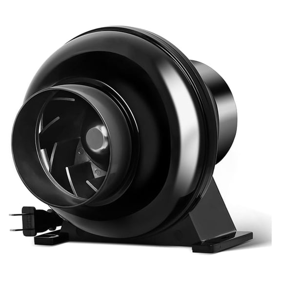 4 Inch 195 CFM Duct Inline Ventilation Fan Air Circulation Vent HVAC Exhaust Blower for Grow Tent, Greenhouses, Basements or Kitchens, Black