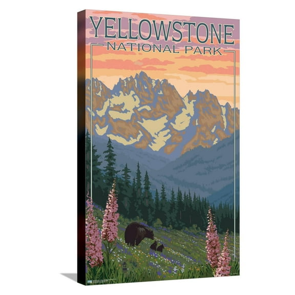 Lantern Press - Yellowstone National Park, Wyoming, Spring Flowers Canvas Wall Poster, 14.725" x 22.375"