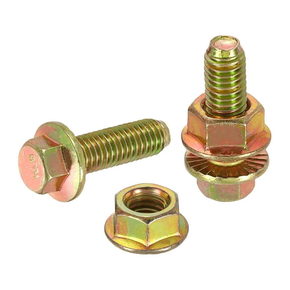 M8x25mm 10Pcs Carbon Steel Flanged Hex Bolts with Nuts, Fully Threaded