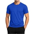 thumbnail image 3 of SeCaotees Crew Neck Short Sleeve Pocket T‑Shirts for Men Slim Fit Breathable Quick‑Dry Fabric Athletic Workout Daily Casual Tees Blue,L, 3 of 10