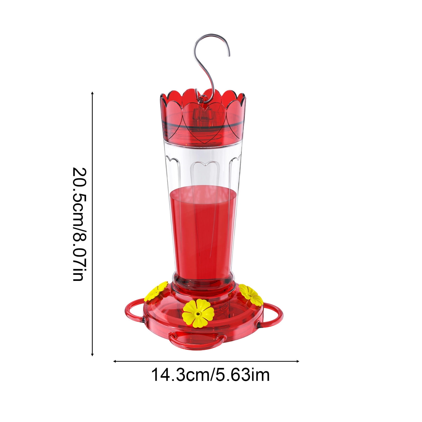 AURIGATE 2 Pcs Plastic Hummingbird Feeders, Hanging Outdoor Wild Bird Feeder with 4 Flower Shaped Ports, Red