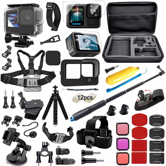 Accessories Kit for Gopro Hero 13 Black Accessory Bundle Waterproof Housing Case Filter Silicone Protector Lens Screen Tempered Glass Head Chest Strap Mount Set for Gopro13 HERO13