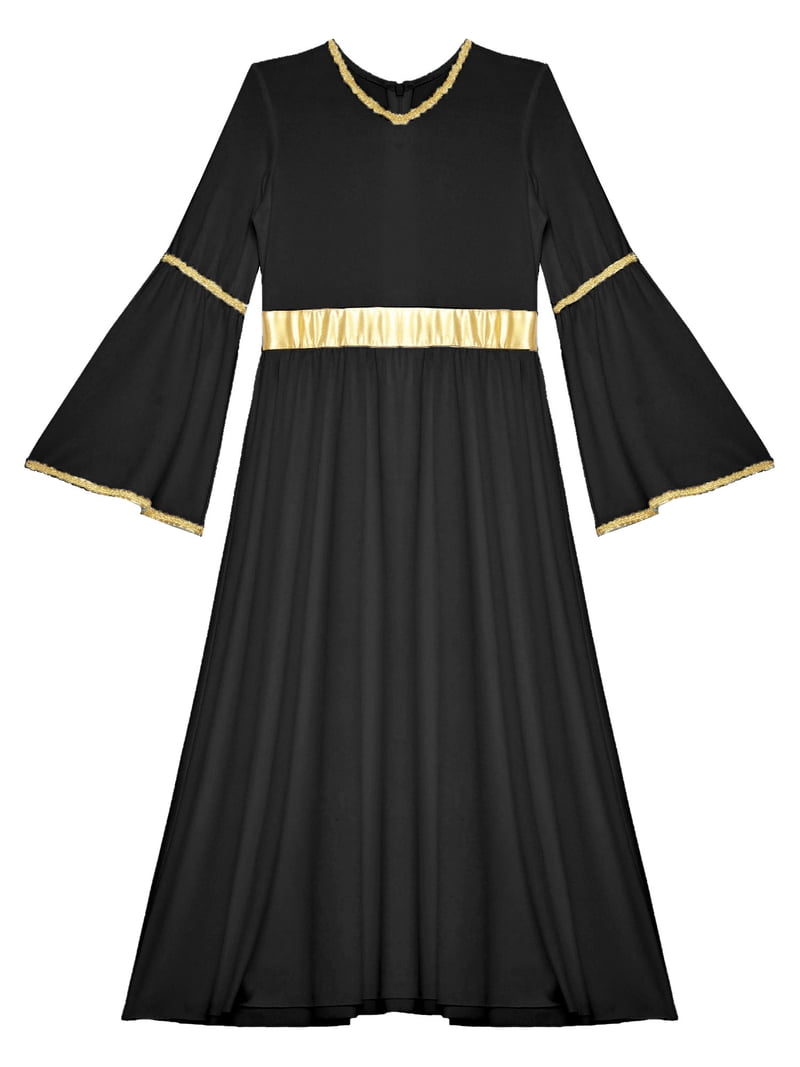 MSemis Girls Ancient Greek Toga Roman Hero Queen Maxi Dance Dress for  Praise Black 12