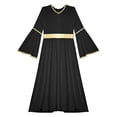 thumbnail image 5 of Aislor Girls Praise Dance Dress Liturgical Worship Metallic Patchwork Bell Long Gown Church Dancewear Black 8, 5 of 7