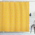 thumbnail image 1 of Bee Shower Curtain, Geometric Hexagon Shapes as Colorful Yellow Toned Honeycomb Pattern, Fabric Bathroom Set with Hooks, 69W X 70L Inches, Yellow White and Marigold, by Ambesonne, 1 of 3