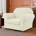 thumbnail image 3 of Subrtex Textured Grid Stretch Sofa Cover Couch Slipcover with Separate Cushion Cover (Ivory, Armchair), 3 of 7