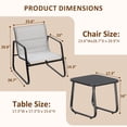 thumbnail image 2 of TINKLE WELL 3-Piece Outdoor Bistro Set, Textilene Patio Chairs with Wooden Armrests and Glass-Top Table for Porch, Lawn, Balcony, Light Gray, 2 of 9