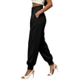 thumbnail image 6 of Women's High Waist Pleated Suit Jogger Pants Tapered Ankle Cuff Dress Trousers Loose Fit Business Casual Work Pants with Pockets Black, 6 of 6
