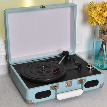 Costway Vintage Vinyl Record Player 3-Speed Turntable Stereo RCA MP3 Portable (Best Vinyl Record Player Brands)
