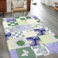 thumbnail image 2 of Area Rugs 2.7'x5', Spring Floral Checkered Carpet for Living Room Bedroom Dining Room, Sage Green Purple Buffalo Plaid Throw Kitchen Rugs Non Slip Washable Rectangle Indoor Outdoor Rugs, 2 of 8