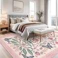 thumbnail image 4 of Garvee 9'x12' Floral Area Rug Geometric Bordered Carpet, Butterfly Printed Rug Washable Non Slip Rug for Living Room Bedroom Farmhouse, Pink, 4 of 8