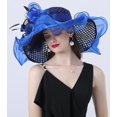 thumbnail image 4 of Women Organza Hats Flower Decoration Wide Brim Occasion Event Church Dress Sun Hat, 4 of 6