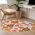 thumbnail image 4 of Bohemia Floral Round Area Rug 3.3Ft Washable Circle Rugs for Dining Room Table, Vintage Orange Pink Flowers Boho Style Beige Non-Slip Carpet Floor Mats Indoor Outdoor Carpet Runner Home Decor, 4 of 8