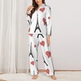 thumbnail image 2 of Pajama Sets for Women 2 Pcs, Eiffel Tower heart Button Down Long Sleeve Sleepwear Lounge PJ Sets, 2 of 6