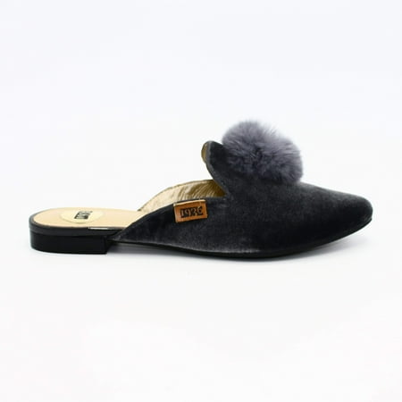 

1936 Boutique Style 372-W179 Mules with Fur Pom Pom