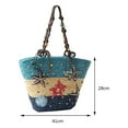 thumbnail image 2 of Bohemian Hand-embroidered Starfish Straw Bag Beaded Woven Handbag for Party Blue, 2 of 9