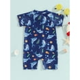 thumbnail image 5 of Sedceaty Kid Toddler Boys One-Piece Swimsuit,6-24 Months 2T 3T 4T  Sun Protection Long Sleeve Crewneck Ocean Animal Whale Print Zipper Swimwear, 5 of 10