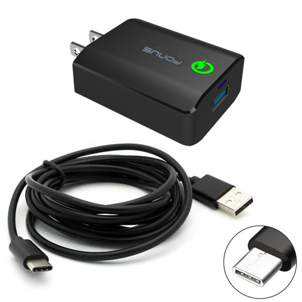 Moto G7 Power - 18W Fast Home Charger, 6ft USB Cable Type-C Quick Charge Travel Wall Power Adapter USB-C Cord for Motorola G7 Power Phone - Walmart.com