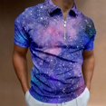 thumbnail image 2 of YDLCAFD Men's 3D Digital Print Galaxy Short Sleeve Po Lo Shirt, 2 of 5