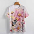 thumbnail image 4 of Bee And Flowers T-Shirt O Neck Oversize T-Shirts Short Sleeve Classic Tees Women Summer Graphic Tops, 4 of 5