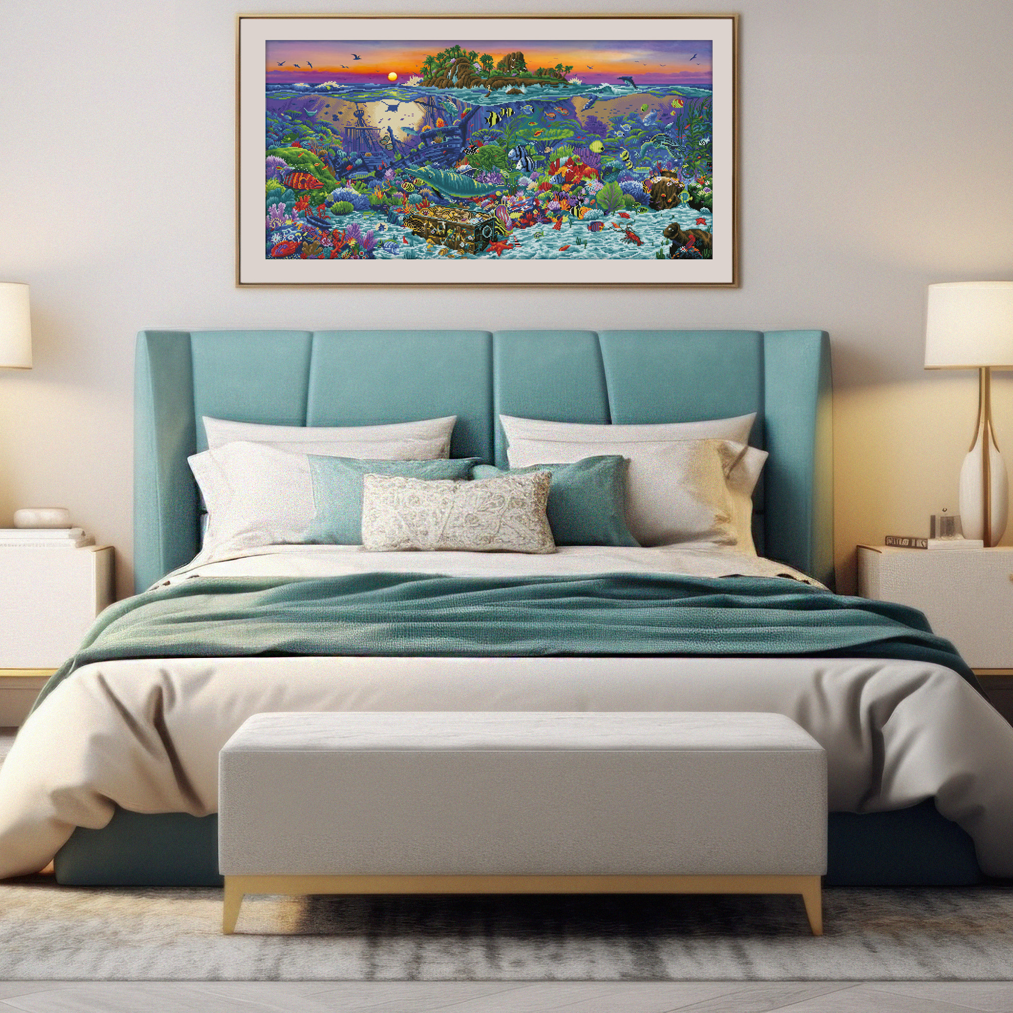 Diamond Dotz Coral Reef Island Diamond Painting Kits for Adults - Diamond Art Kits a Relaxing Creative Craft Kit with Dotz Gems 51x25