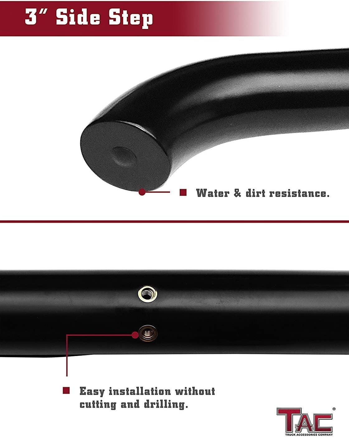 TAC Side Steps Custom Fit 2002-2007 Jeep Liberty 3 inches Black Side Bars Nerf Bars Step Rails Running Boards Off Road Automotive Exterior Accessories (2 Pieces Running Boards)