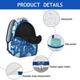thumbnail image 3 of Cute Blue Shark and Dolphin Student Backpack Durable Waterproof Composite Oxford Cloth with Hand Drawn Marine Life Design, Comfortable Adjustable Straps, Perfect for School and Travel, 3 of 5