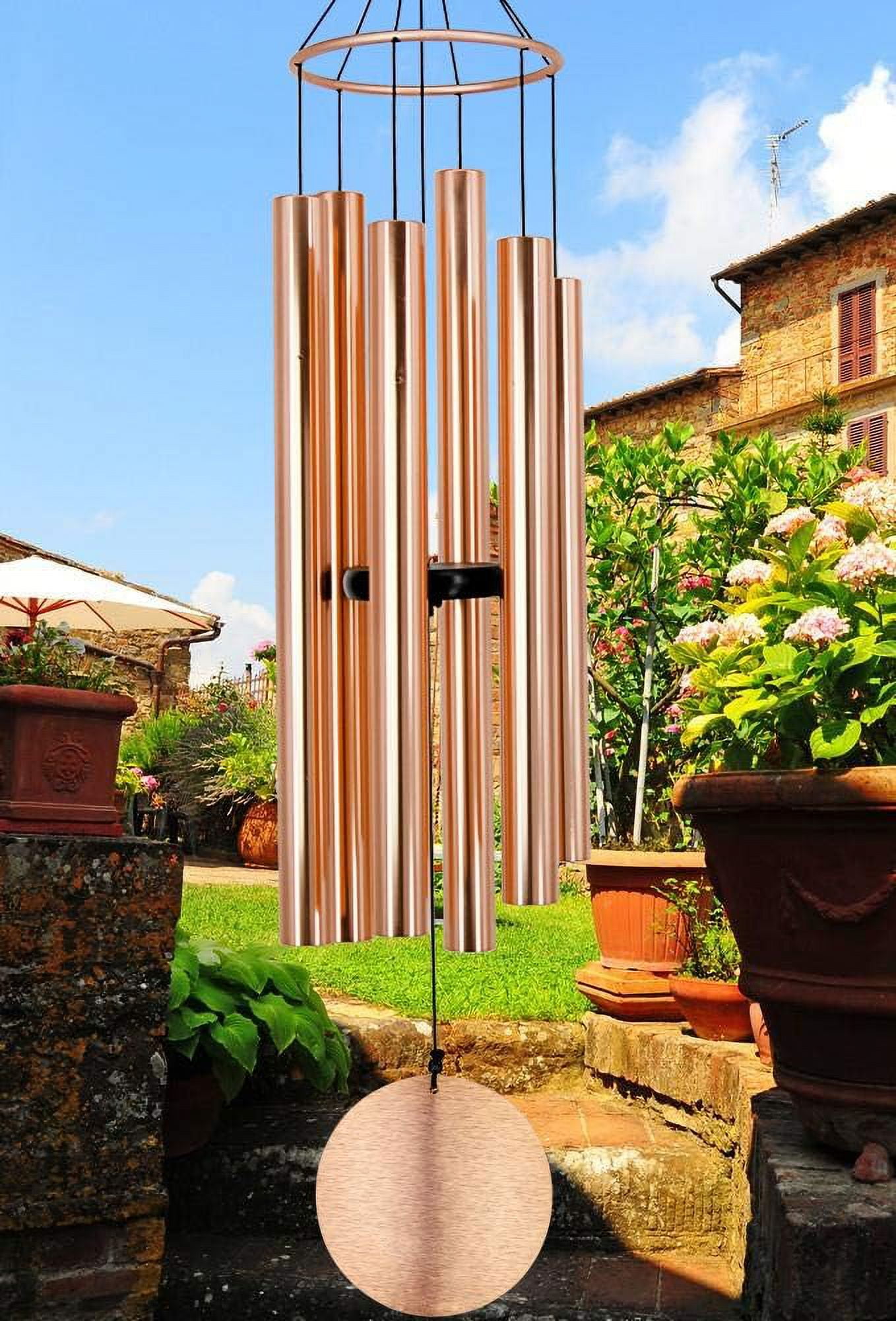 Premium 36-Inch Deep Tone Wind Chimes with 6 Metal Tubes - Elegant Memorial Chime for Mom, for Housewarming and Christmas Rose Gold