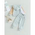 thumbnail image 4 of Bagilaanoe 2PCS Toddler Baby Girl Boy Long Pants Set Contrast Color Long Sleeve Hoodies Pullover Tops + Drawstring Sweatpants 6M 12M 18M 24M 3T Kids Casual Sweatsuits, 4 of 8