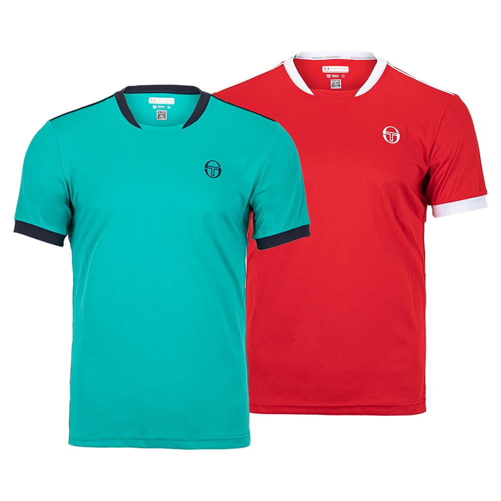Sergio Tacchini Mens Club Tech T Shirt Tee Top Red White Sports Tennis 