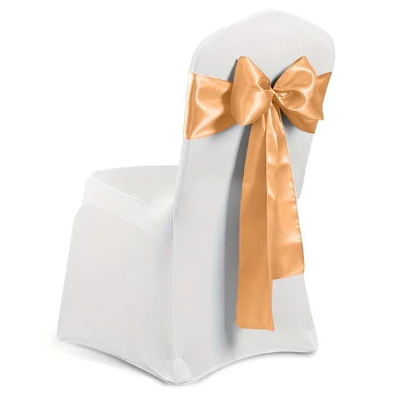 Lavish Cover Premium Glossy Chair Sash, Washable Decorative Bows for Weddings, Parties, Home Decor(Champagne, 10 Packs)