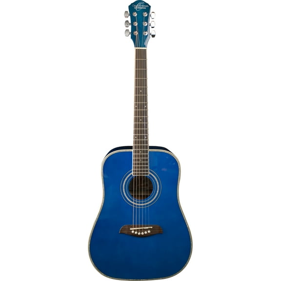Oscar Schmidt OGHS 1/2 Size Dreadnought Acoustic Guitar. Trans Blue
