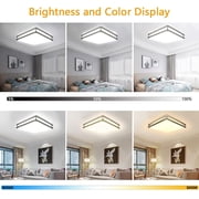 Depuley 17.6 Modern LED Ceiling Light Fixture with Remote Industrial Square Flush Mount Ceiling Light for Living room Dining Kitchen, Memory Function, 48W Dimmable 3 Color