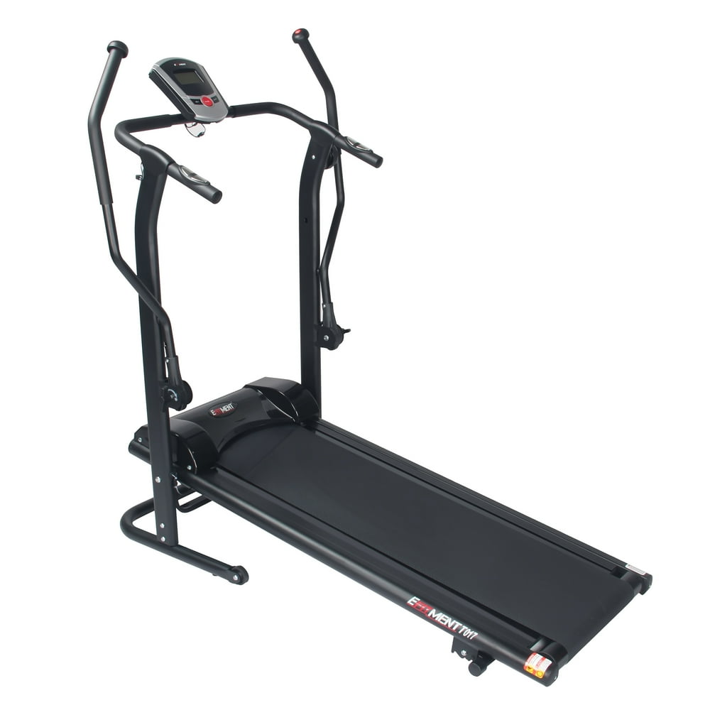Adjustable Incline Manual Treadmill with Arm Exercisers and Pulse