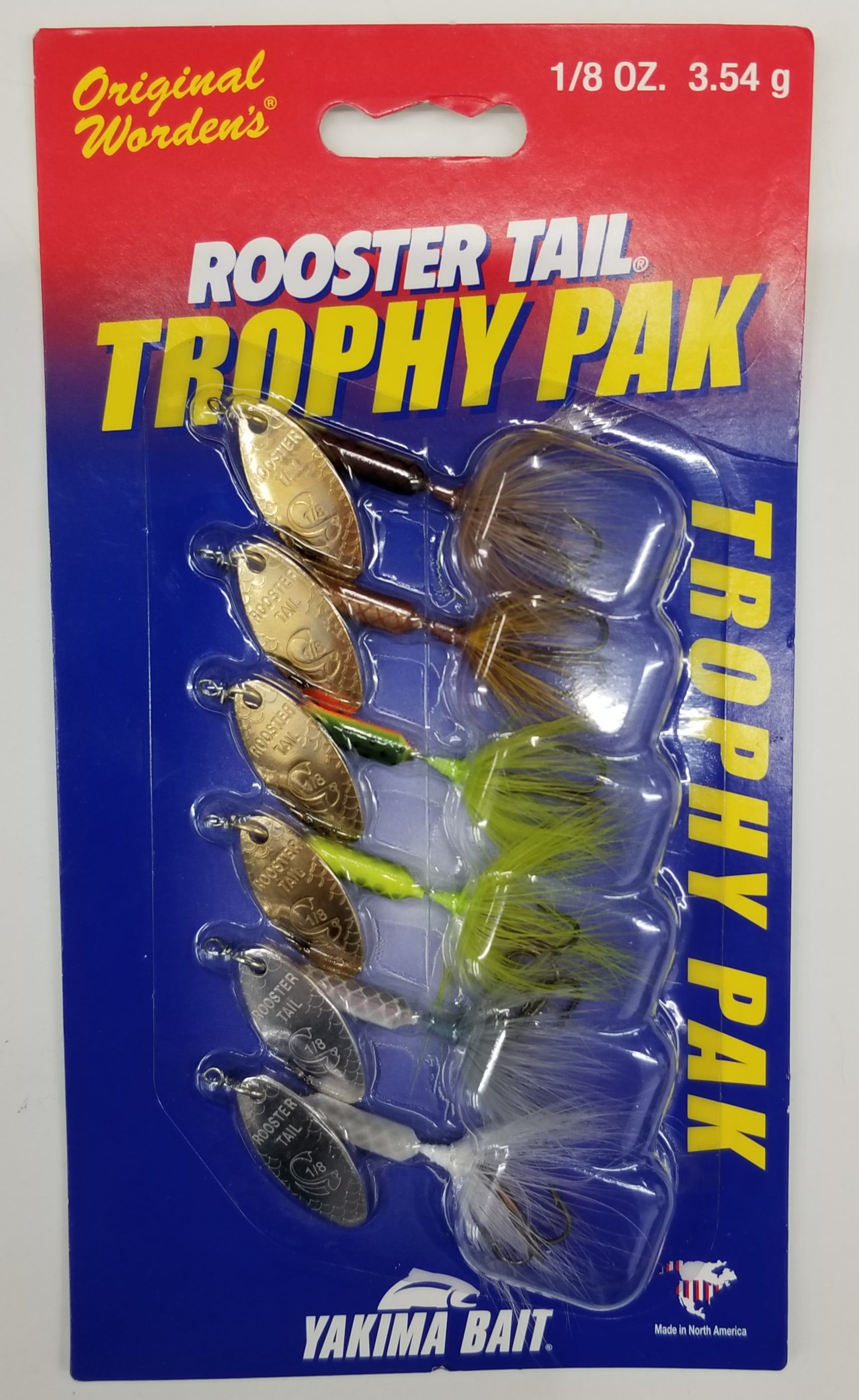 Worden's Rooster Tail Trophy Fishing Lures, Assorted Colors, 1/8 oz., 6