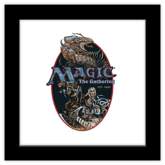 Gallery Pops Magic The Gathering - Retro 5th Edition Core Badge Wall Art, Black Framed Version, 12" x 12"